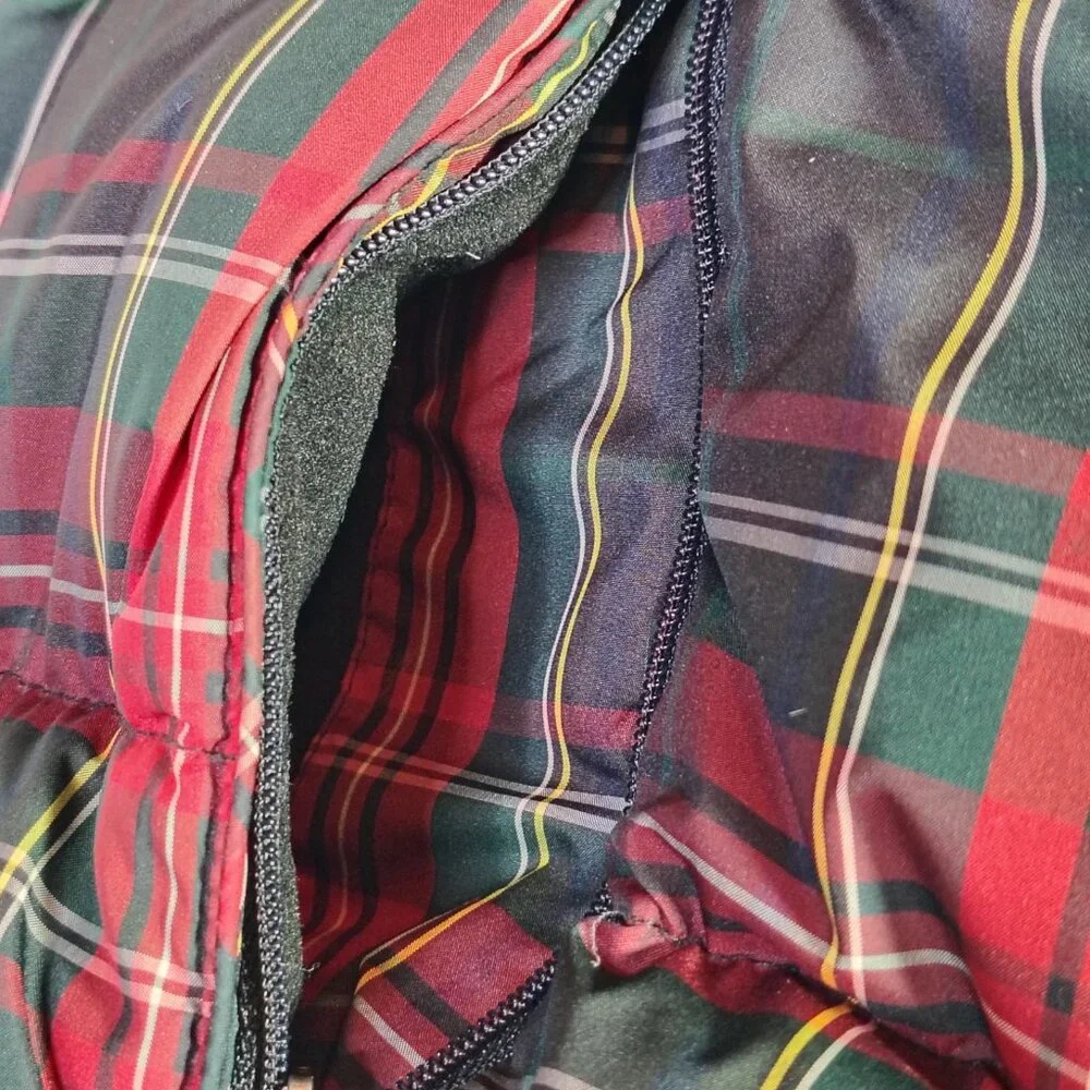 Eddie Bauer Goose Down Vest Womens Plaid Red Green Black Full Zip Puffer - Picture 10 of 16